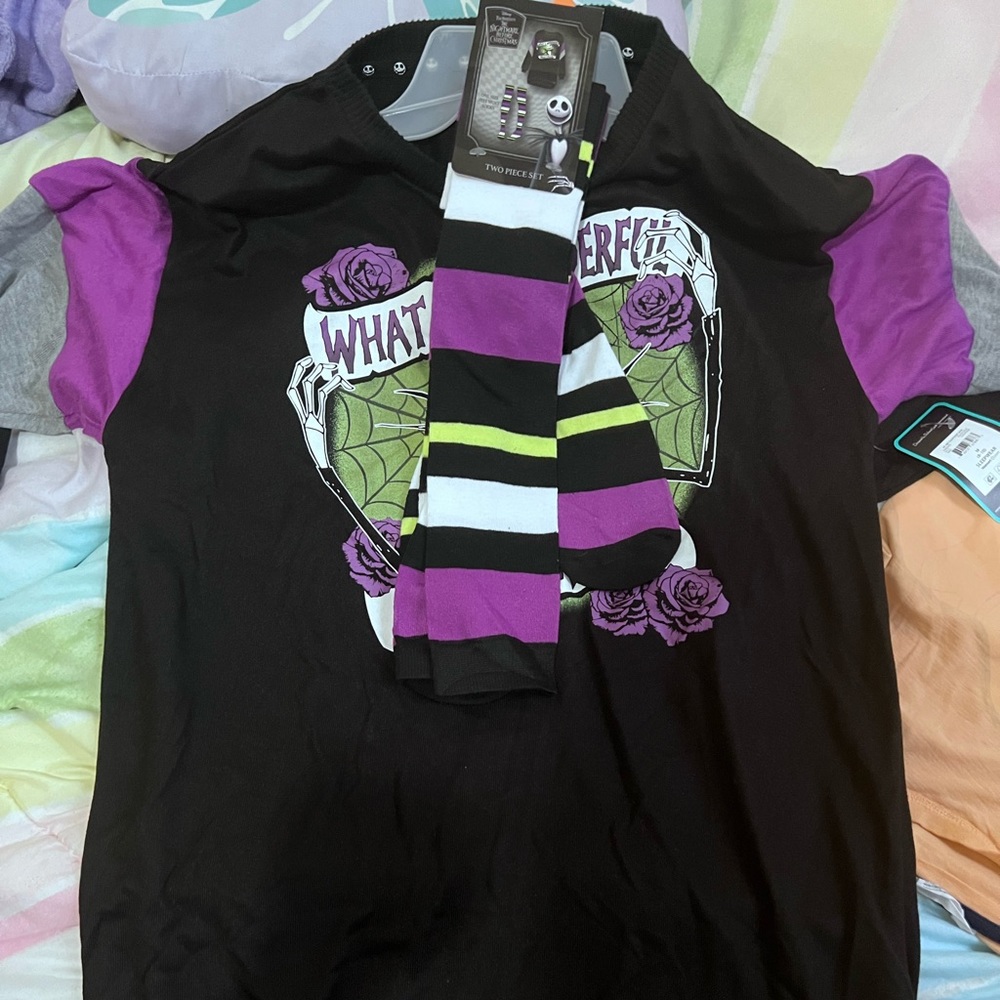 blouse with halloween stockings